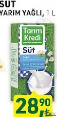 TARIM KREDİ YARIM YAĞLI SÜT 1 L fiyat ve kampanya bilgisi
